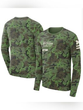 Nike Michigan Wolverines Camo Long Sleeve Shirt Mens Medium Brand New